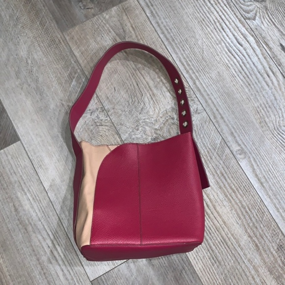 Danielle Nicole Maroon tan tote bag leather